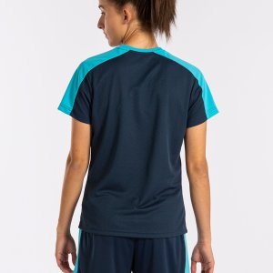JOMA ECO CHAMPIONSHIP SHORT SLEEVE T-SHIRT NAVY FLUOR TURQUOISE