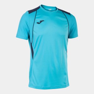 JOMA CHAMPIONSHIP VII SHORT SLEEVE T-SHIRT FLUOR TURQUOISE-NAVY