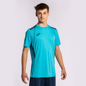 JOMA CHAMPIONSHIP VII SHORT SLEEVE T-SHIRT FLUOR TURQUOISE-NAVY