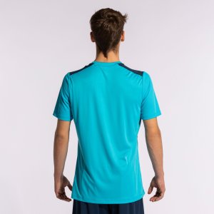 JOMA CHAMPIONSHIP VII SHORT SLEEVE T-SHIRT FLUOR TURQUOISE-NAVY