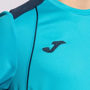 JOMA CHAMPIONSHIP VII SHORT SLEEVE T-SHIRT FLUOR TURQUOISE-NAVY
