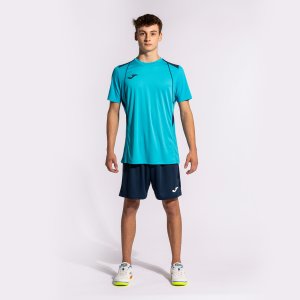 JOMA CHAMPIONSHIP VII SHORT SLEEVE T-SHIRT FLUOR TURQUOISE-NAVY