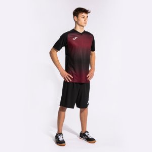 JOMA TIGER V SHORT SLEEVE T-SHIRT BLACK BURGUNDY