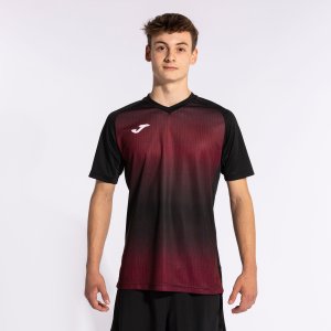 JOMA TIGER V SHORT SLEEVE T-SHIRT BLACK BURGUNDY