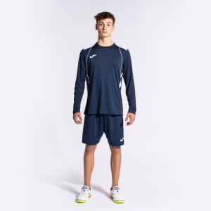 JOMA CHAMPIONSHIP VII LONG SLEEVE T-SHIRT NAVY WHITE
