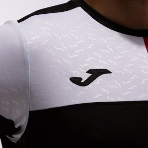 JOMA CREW V SHORT SLEEVE T-SHIRT BLACK RED WHITE