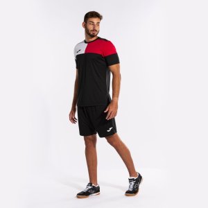 JOMA CREW V SHORT SLEEVE T-SHIRT BLACK RED WHITE