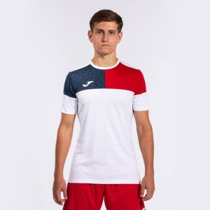 JOMA CREW V SHORT SLEEVE T-SHIRT WHITE RED NAVY