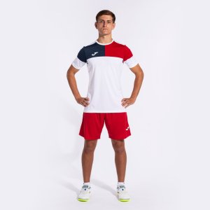 JOMA CREW V SHORT SLEEVE T-SHIRT WHITE RED NAVY