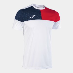 JOMA CREW V SHORT SLEEVE T-SHIRT WHITE RED NAVY