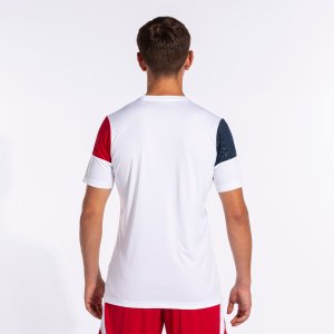 JOMA CREW V SHORT SLEEVE T-SHIRT WHITE RED NAVY