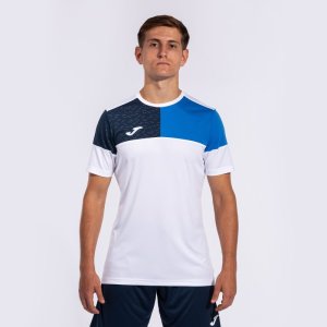 JOMA CREW V SHORT SLEEVE T-SHIRT WHITE ROYAL NAVY