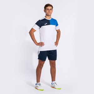 JOMA CREW V SHORT SLEEVE T-SHIRT WHITE ROYAL NAVY