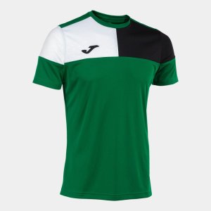 JOMA CREW V SHORT SLEEVE T-SHIRT GREEN BLACK WHITE