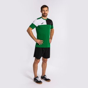 JOMA CREW V SHORT SLEEVE T-SHIRT GREEN BLACK WHITE