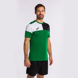 JOMA CREW V SHORT SLEEVE T-SHIRT GREEN BLACK WHITE