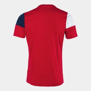 JOMA CREW V SHORT SLEEVE T-SHIRT RED NAVY WHITE