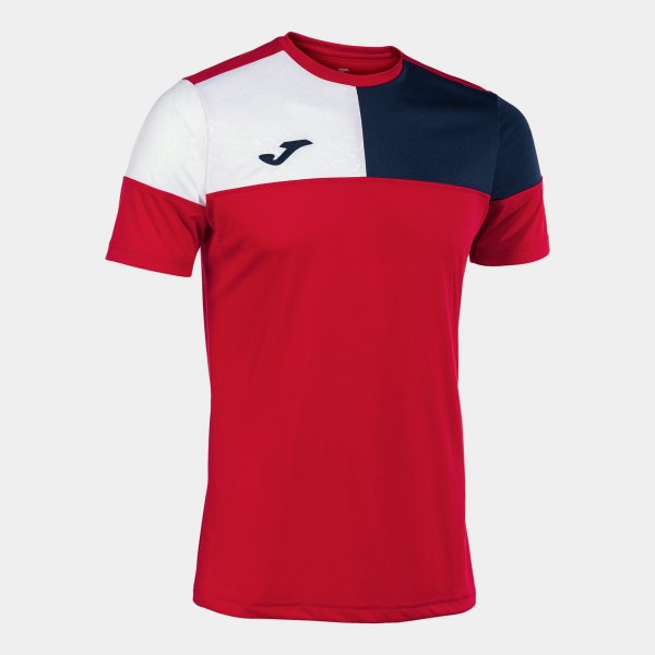 JOMA CREW V SHORT SLEEVE T-SHIRT RED NAVY WHITE