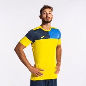 JOMA CREW V SHORT SLEEVE T-SHIRT YELLOW ROYAL NAVY