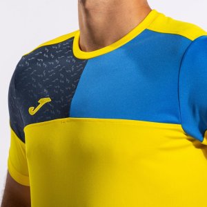 JOMA CREW V SHORT SLEEVE T-SHIRT YELLOW ROYAL NAVY