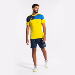 JOMA CREW V SHORT SLEEVE T-SHIRT YELLOW ROYAL NAVY