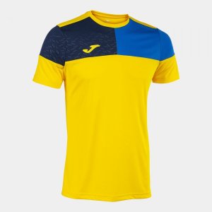 JOMA CREW V SHORT SLEEVE T-SHIRT YELLOW ROYAL NAVY