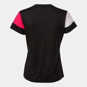 JOMA CREW V WOMEN'S SHORT SLEEVE T-SHIRT BLACK PINK WHITE