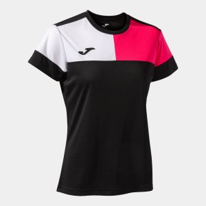 JOMA CREW V WOMEN'S SHORT SLEEVE T-SHIRT BLACK PINK WHITE