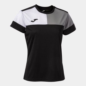 JOMA CREW V WOMEN'S SHORT SLEEVE T-SHIRT BLACK GREY WHITE