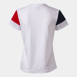 JOMA CREW V WOMEN'S SHORT SLEEVE T-SHIRT WHITE RED NAVY