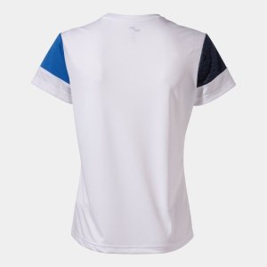 JOMA CREW V WOMEN'S SHORT SLEEVE T-SHIRT WHITE ROYAL NAVY