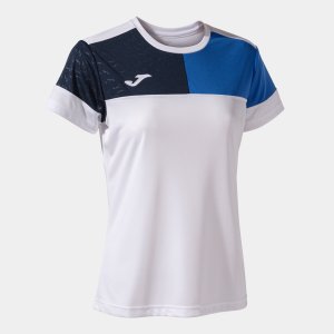 JOMA CREW V WOMEN'S SHORT SLEEVE T-SHIRT WHITE ROYAL NAVY