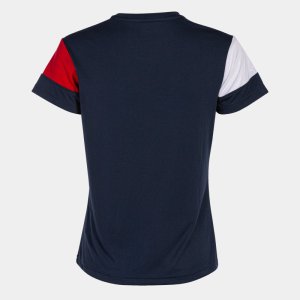 JOMA CREW V WOMEN'S SHORT SLEEVE T-SHIRT NAVY RED WHITE