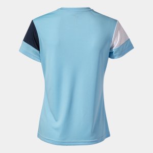 JOMA CREW V WOMEN'S SHORT SLEEVE T-SHIRT SKY BLUE NAVY WHITE