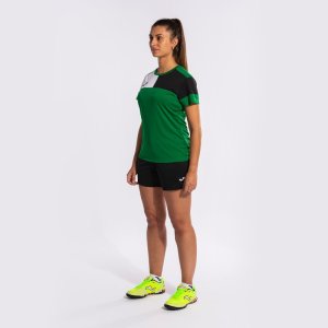 JOMA CREW V WOMEN'S SHORT SLEEVE T-SHIRT GREEN BLACK WHITE