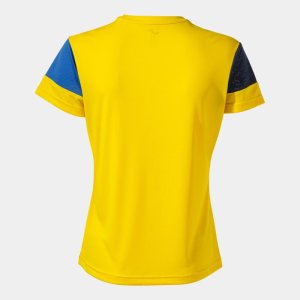 JOMA CREW V WOMEN'S SHORT SLEEVE T-SHIRT YELLOW ROYAL NAVY