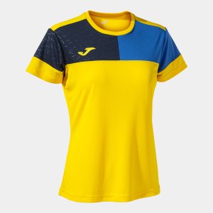 JOMA CREW V WOMEN'S SHORT SLEEVE T-SHIRT YELLOW ROYAL NAVY