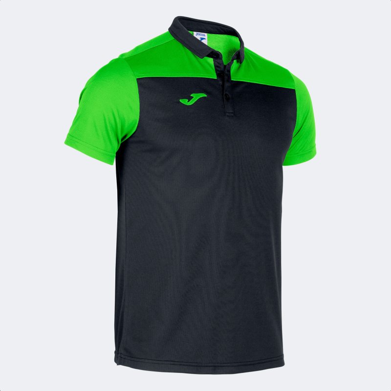 JOMA HOBBY II SHORT SLEEVE POLO BLACK FLUOR GREEN
