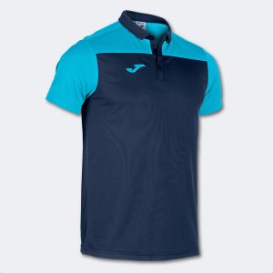 JOMA HOBBY II SHORT SLEEVE POLO NAVY FLUOR TURQUOISE