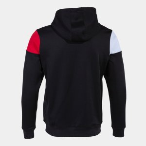 JOMA CREW V ZIP-UP HOODIE BLACK RED WHITE