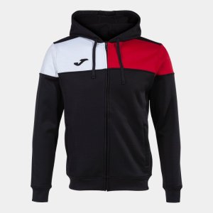 JOMA CREW V ZIP-UP HOODIE BLACK RED WHITE