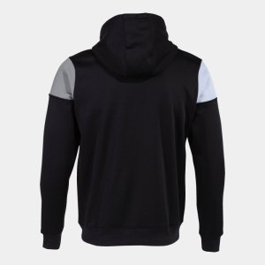 JOMA CREW V ZIP-UP HOODIE BLACK GREY WHITE
