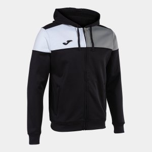 JOMA CREW V ZIP-UP HOODIE BLACK GREY WHITE