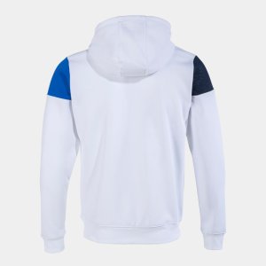 JOMA CREW V ZIP-UP HOODIE WHITE ROYAL NAVY