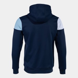 JOMA CREW V ZIP-UP HOODIE NAVY SKY BLUE WHITE