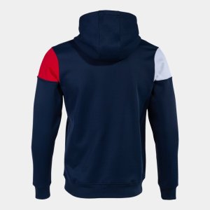 JOMA CREW V ZIP-UP HOODIE NAVY RED WHITE