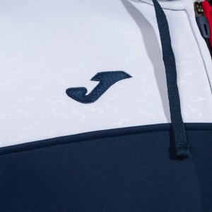 JOMA CREW V ZIP-UP HOODIE NAVY RED WHITE