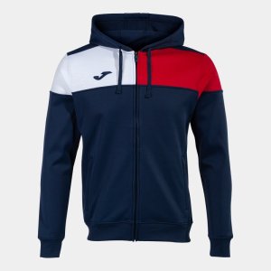 JOMA CREW V ZIP-UP HOODIE NAVY RED WHITE
