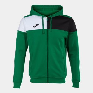 JOMA CREW V ZIP-UP HOODIE GREEN BLACK WHITE