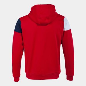 JOMA CREW V ZIP-UP HOODIE RED NAVY WHITE